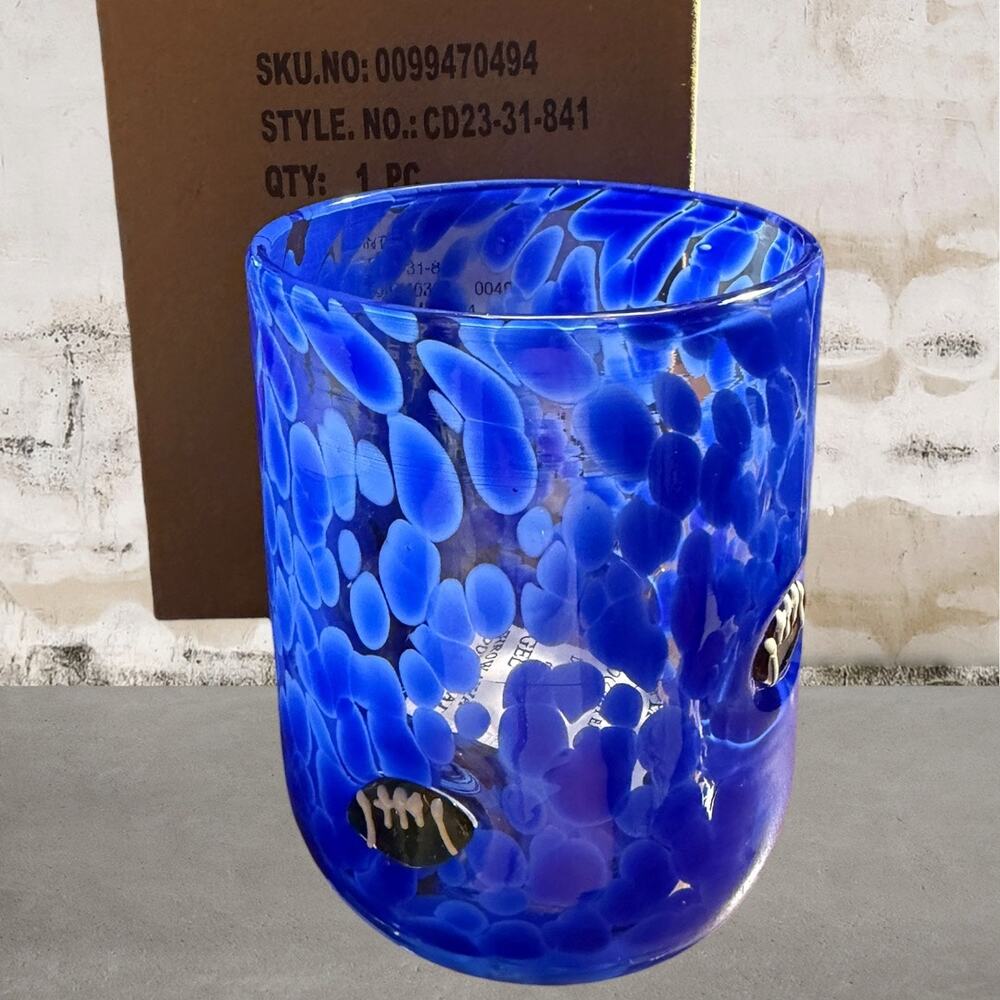 Anthropologie The Sports Icon Juice Glass Blue NIB